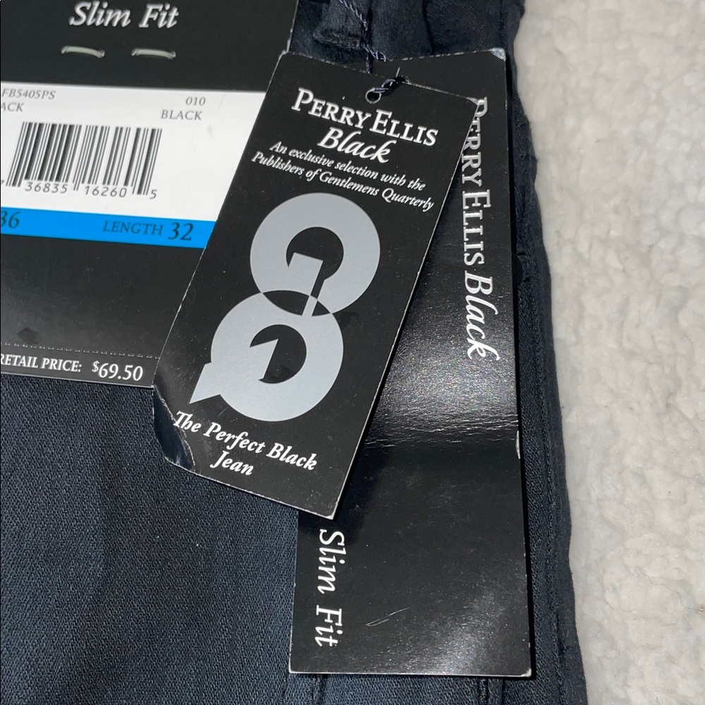 NWT Perry Ellis Slim Fit Black Men's Jeans.  36x32. - Picture 3 of 13